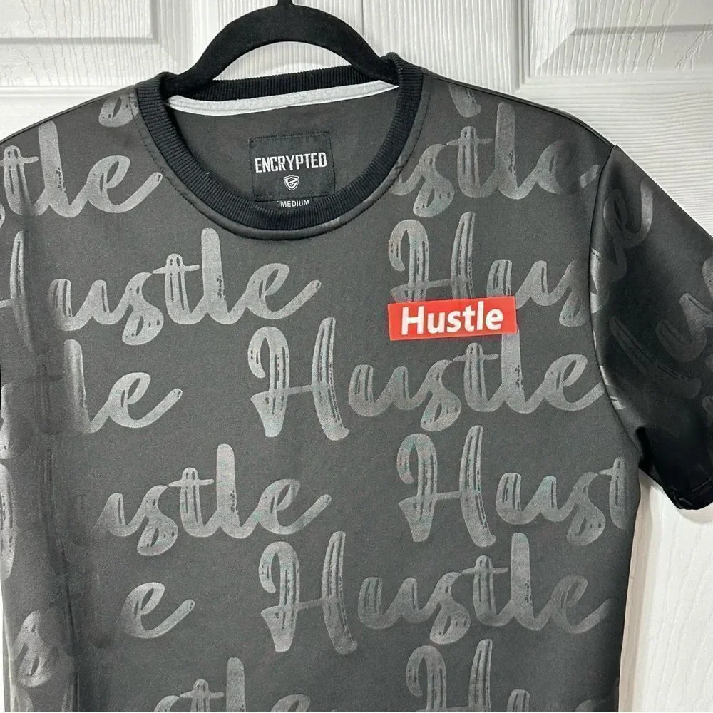 Encrypted Hustle Shirt Black Short Sleeve Medium
